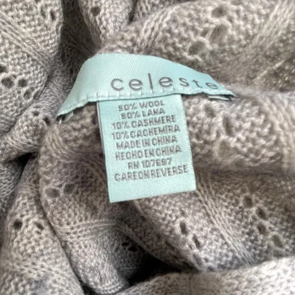 Celeste Women Gray Cable Knit Infinity Loop Scarf Soft Wool Cashmere Blend EUC - Picture 4 of 5